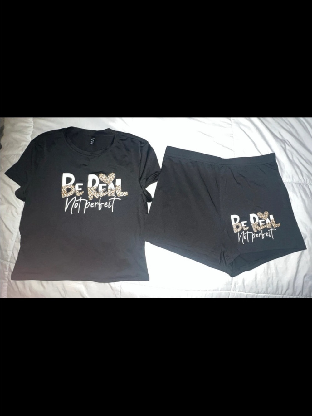 Black 'Be Real Not Perfect' Kids Set